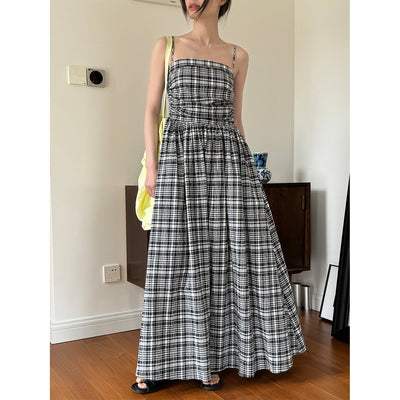 Long Dress with Check Straps