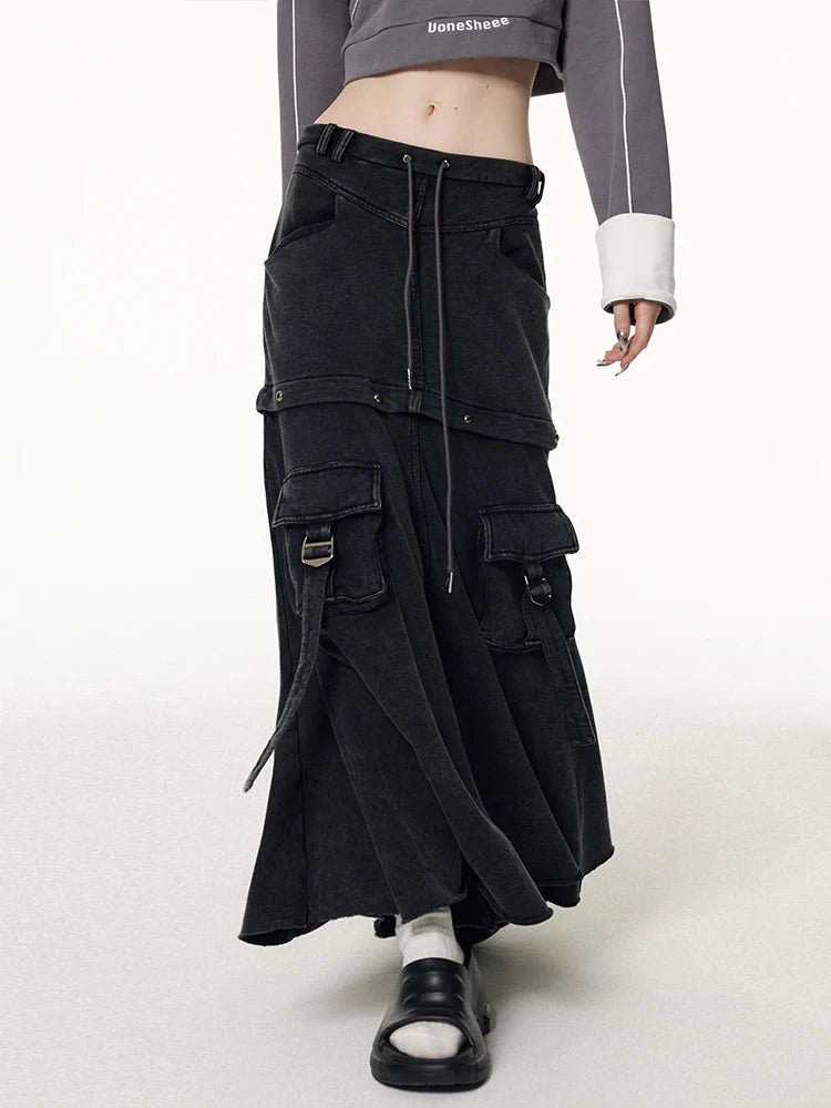 Korean Black Baggy Skirt