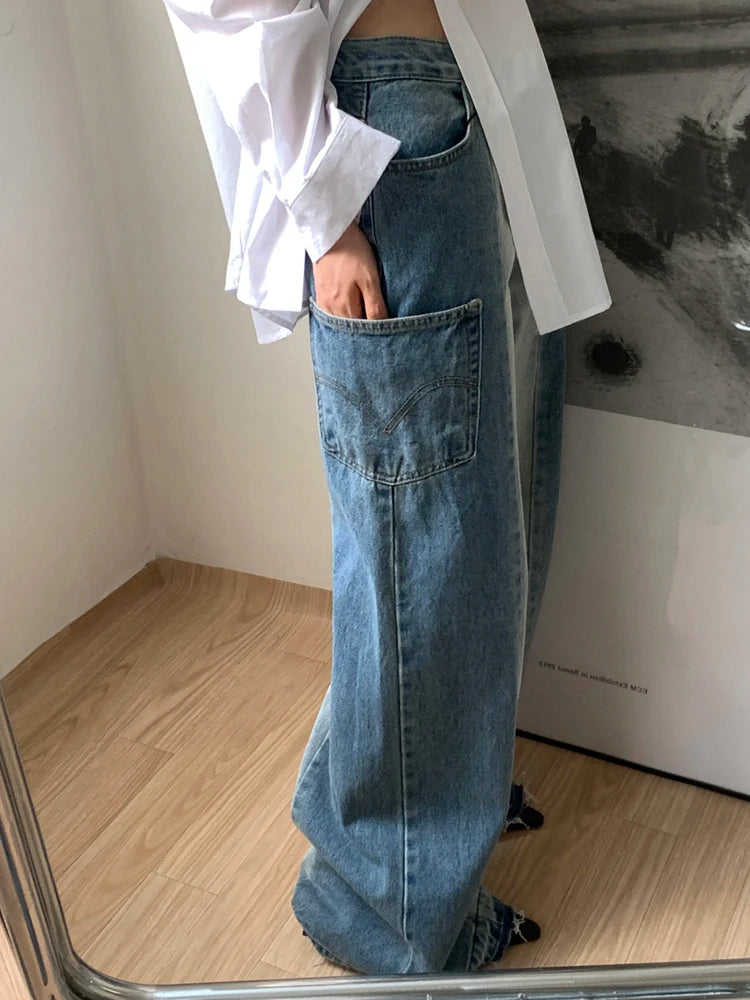 Pantalon Denim Patchwork Vintage Coréen