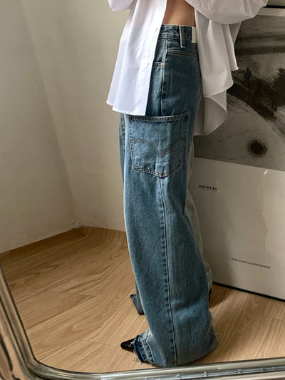 Pantalon Denim Patchwork Vintage Coréen