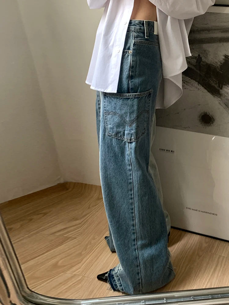 Pantalon Denim Patchwork Vintage Coréen