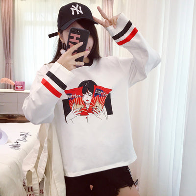 Korean Cartoon Print Women T-shirt