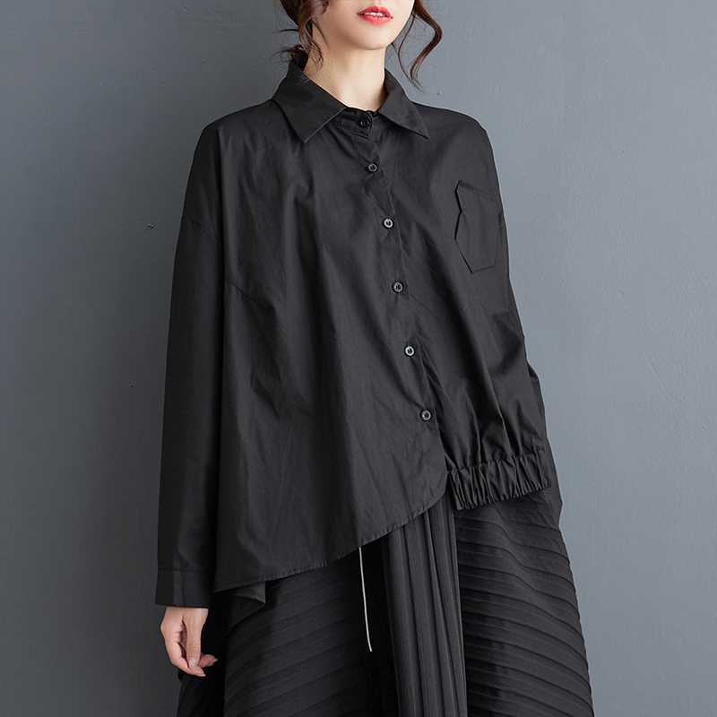 Chemise Asymétrique Noire Coréenne