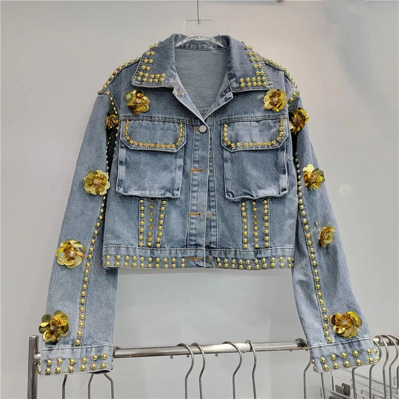 Korean Floral Denim Jacket