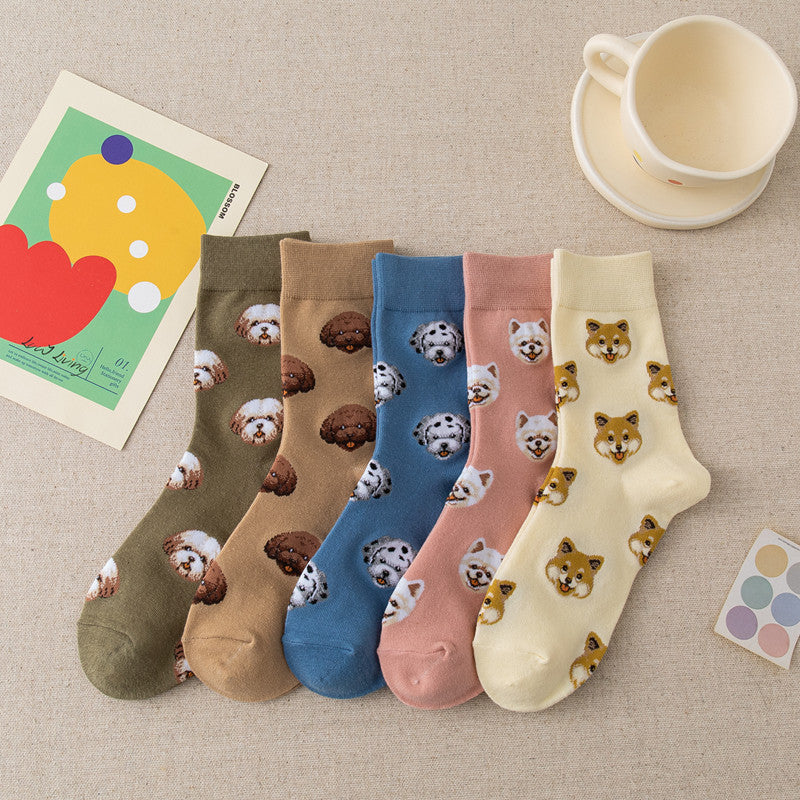 Korean Patterned Mid-Calf Socks