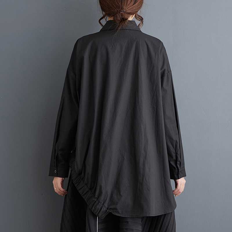 Chemise Asymétrique Noire Coréenne