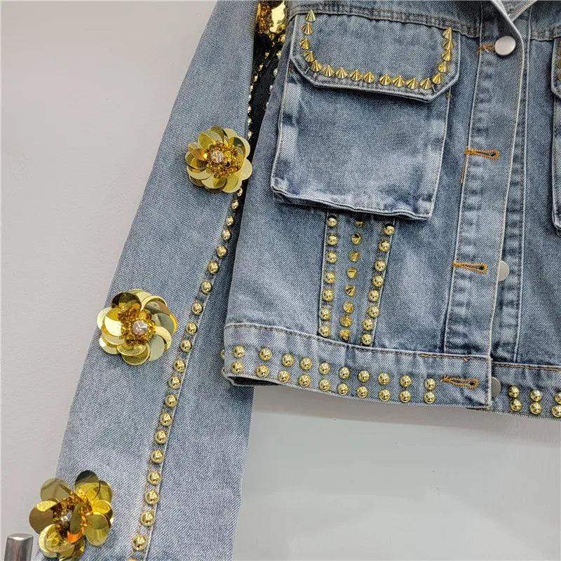 Korean Floral Denim Jacket