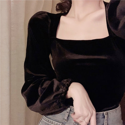 Korean Velvet Blouse for Women