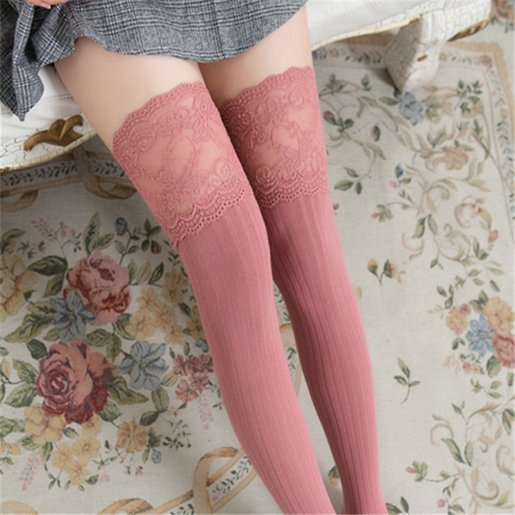 Chaussettes Hautes Dentelle Coréennes