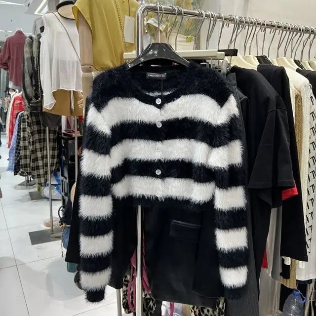 Korean Striped Cardigan Women