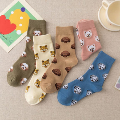 Korean Patterned Mid-Calf Socks