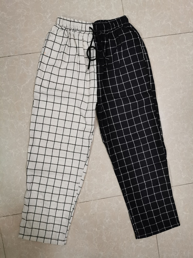 Korean Plaid Elastic Pants