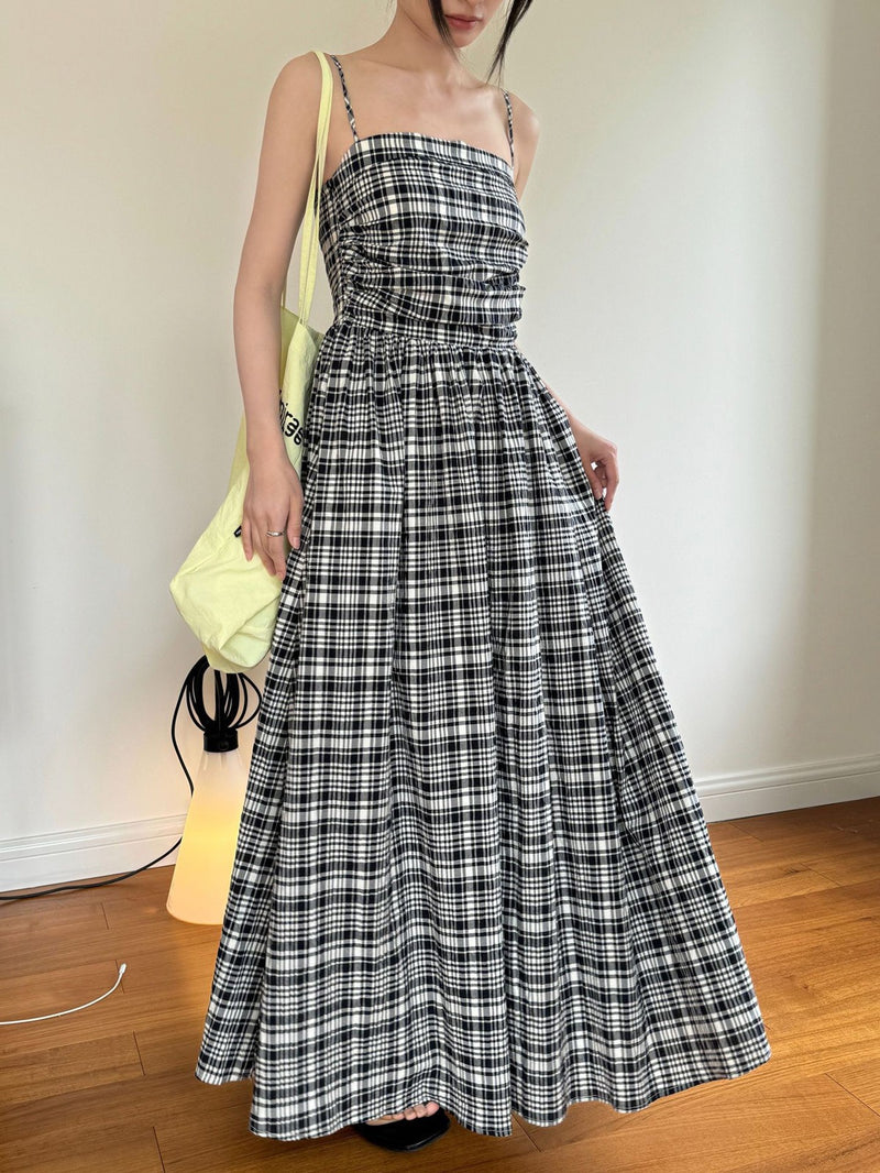 Long Dress with Check Straps