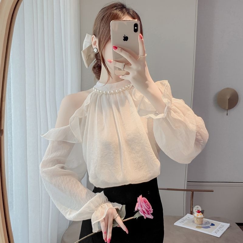 Korean Off Shoulder Chiffon Blouse