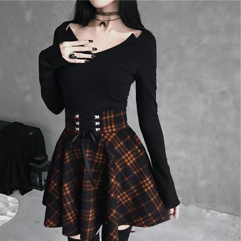 Korean Style Plaid Short Pleated Skirt