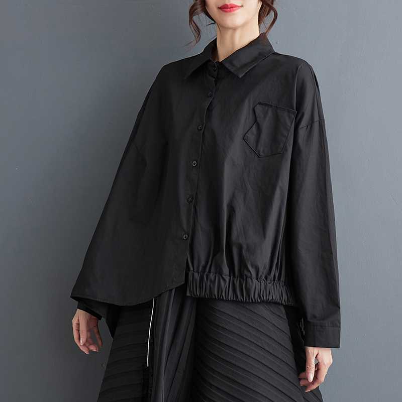 Chemise Asymétrique Noire Coréenne