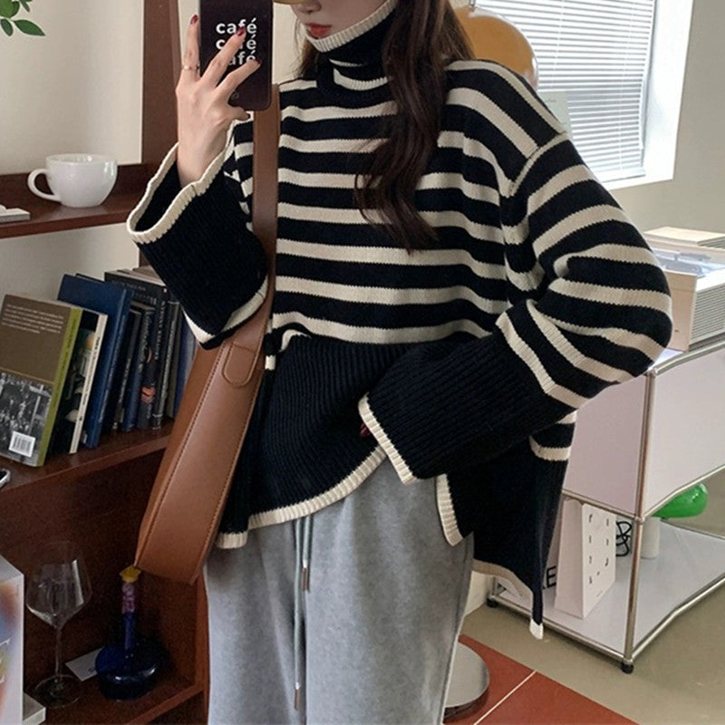 Korean Striped Oversized Sweater