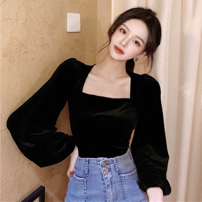 Korean Velvet Blouse for Women