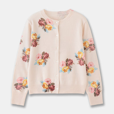 Korean Floral Wool Cardigan