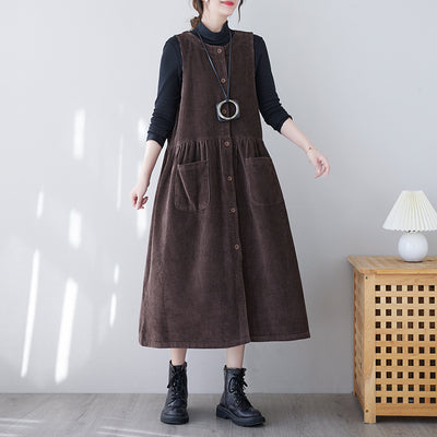 Korean Corduroy Long Dress