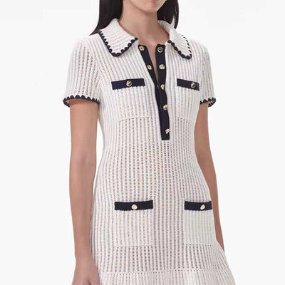 Korean Contrast Knitted Dress