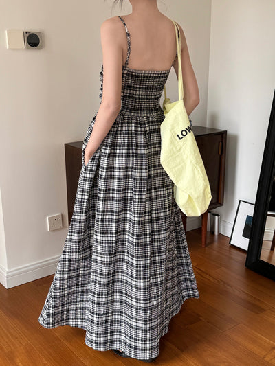 Long Dress with Check Straps