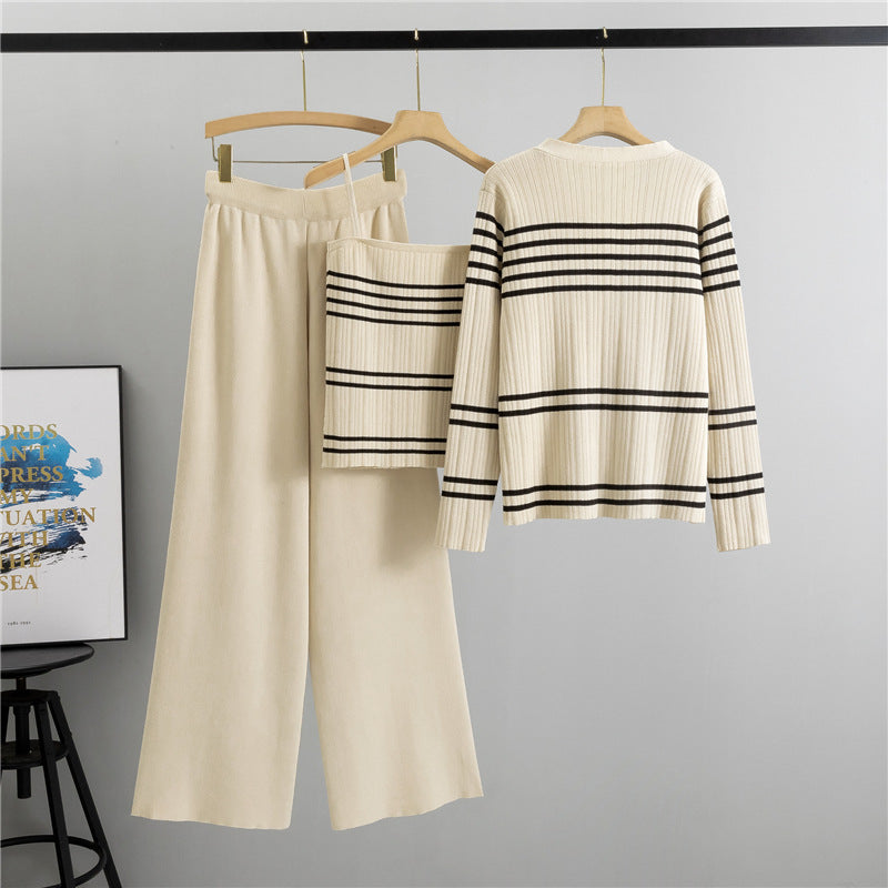 Korean Striped Knitted Set for Women