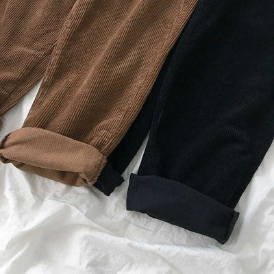 Pantalon Large Velours Côtelé Coréen