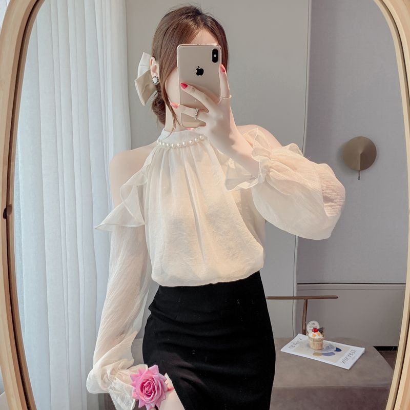 Korean Off Shoulder Chiffon Blouse