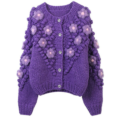 Cardigan Fleur Brodé Coréen