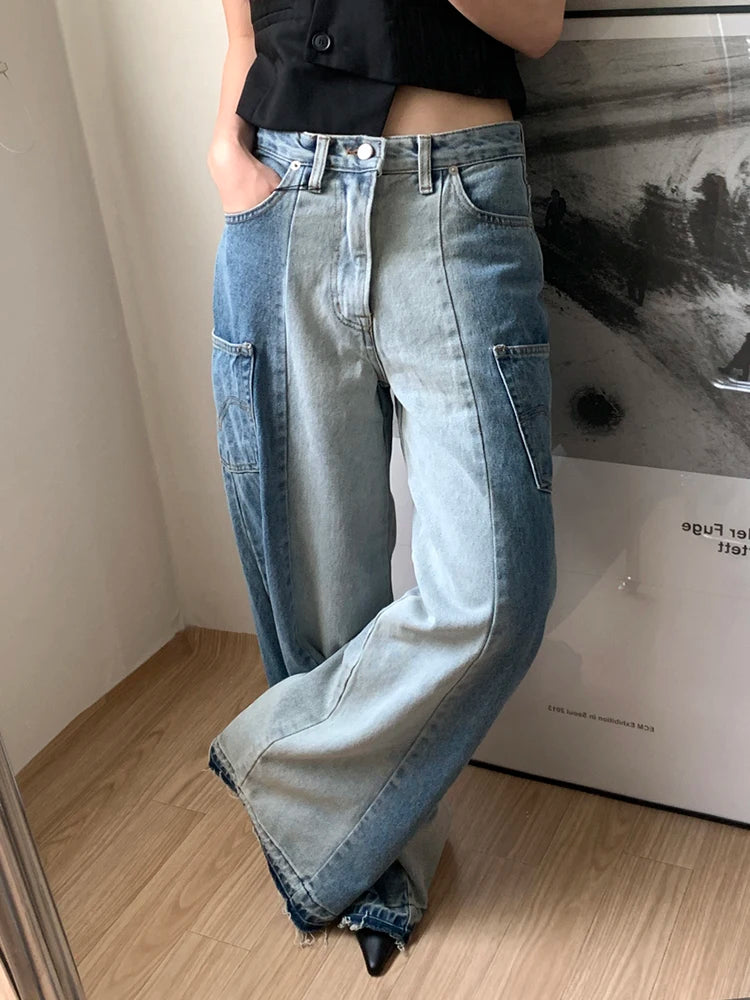 Pantalon Denim Patchwork Vintage Coréen