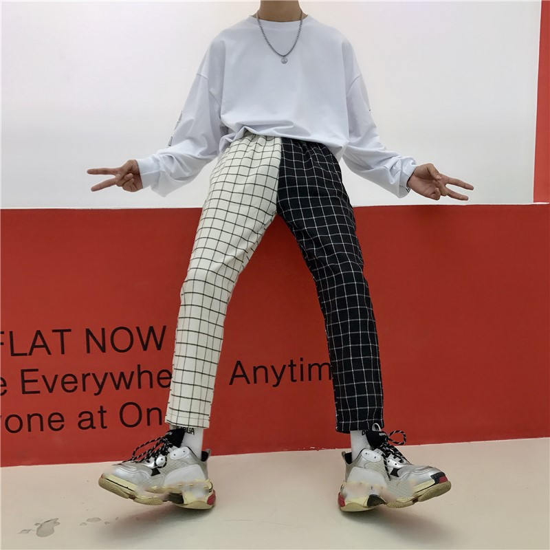 Korean Plaid Elastic Pants