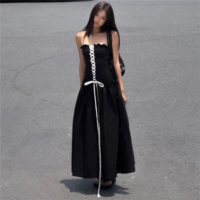 Robe Longue Unie avec Ceinture