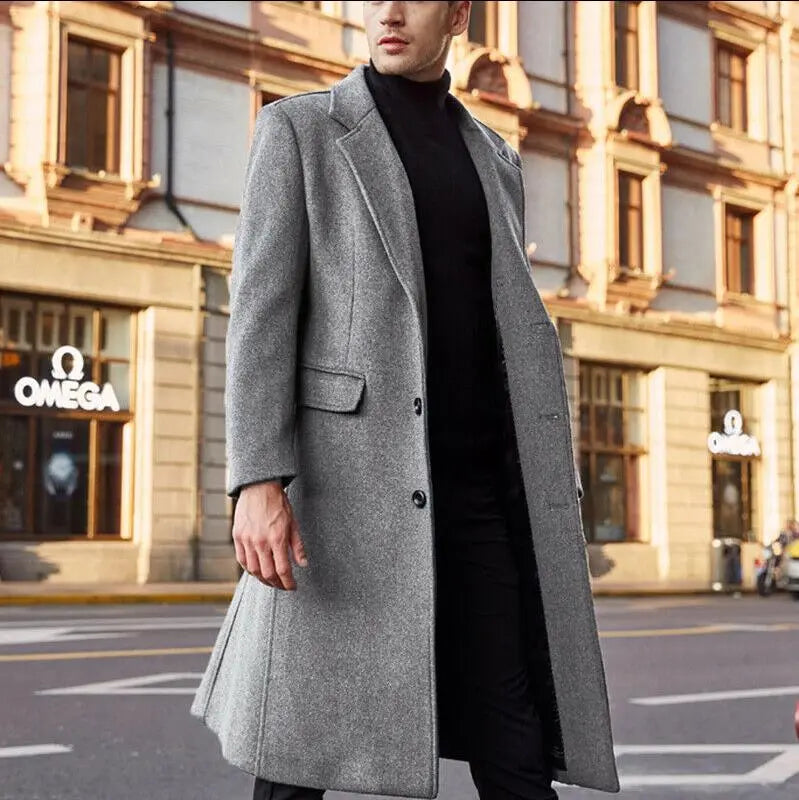 Manteau Long en Laine Coréen