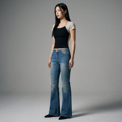 Jeans slim fit taille basse femme bleu - Mode Coréenne Koreanxwear - Taille L
