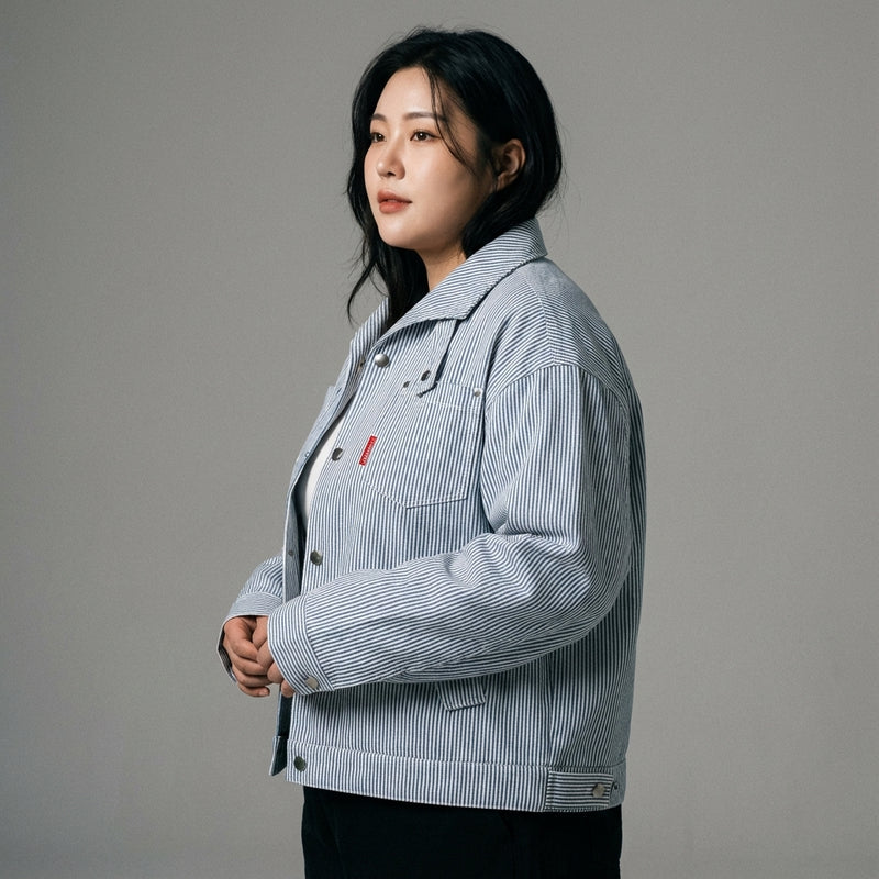 Veste rayée bleue homme style coréen décontracté Koreanxwear - Taille XXL - Grande Taille