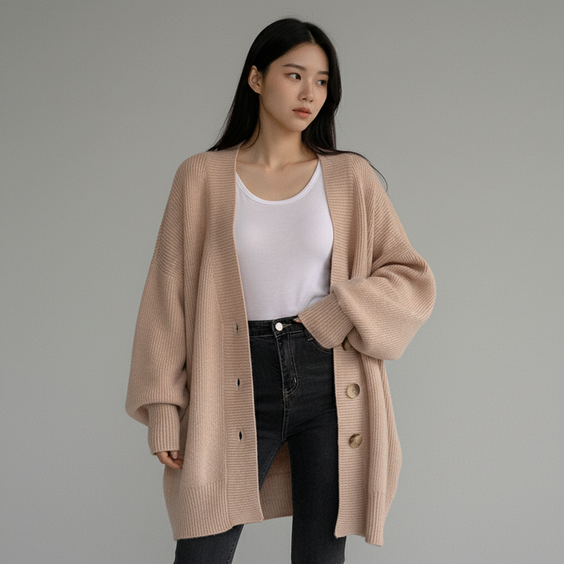 Cardigan Tricoté Coréen Femme