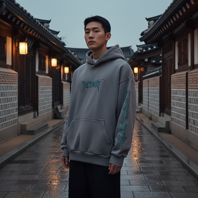 Sudadera con Capucha Bordada Coreana para Hombre