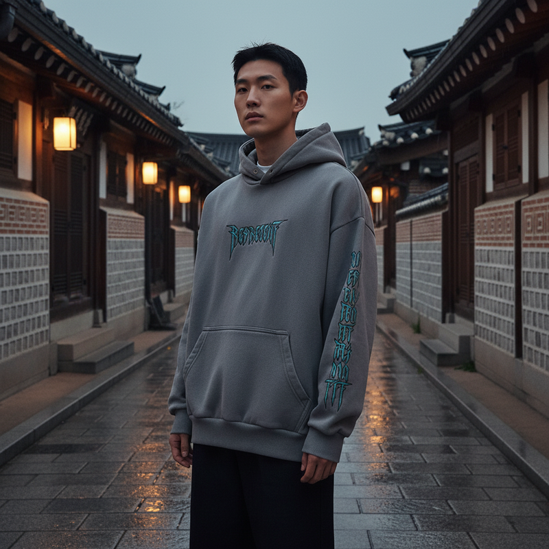 Sudadera con Capucha Bordada Coreana para Hombre