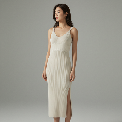 Jupe Mi-Longue Fendue Coréenne