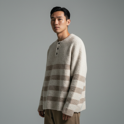 Suéter de Punto Rayado Coreano