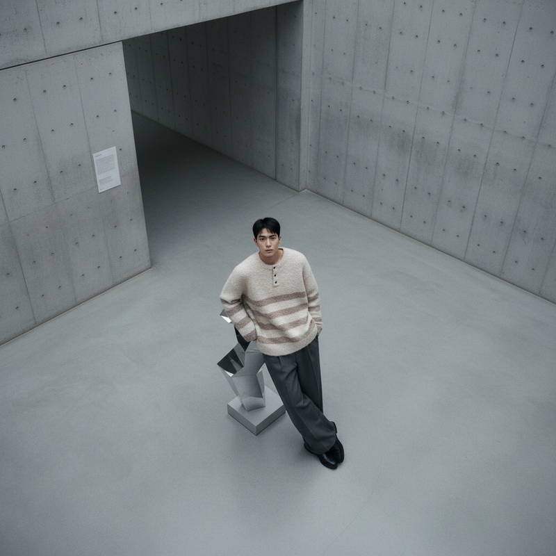 Suéter de Punto Rayado Coreano