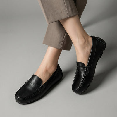 Chaussures plates coréennes femme en cuir véritable, décontractées et élégantes. Idéales pour un look moderne. - Taille 36