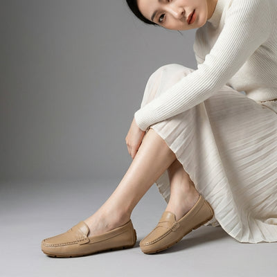 Chaussures plates coréennes femme en cuir véritable, décontractées et élégantes. Idéales pour un look moderne. - Taille 36