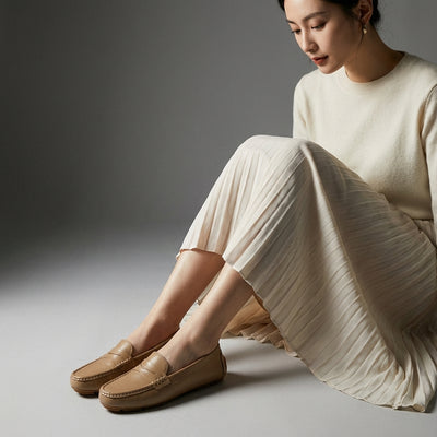 Chaussures plates coréennes femme en cuir véritable, décontractées et élégantes. Idéales pour un look moderne. - Taille 38