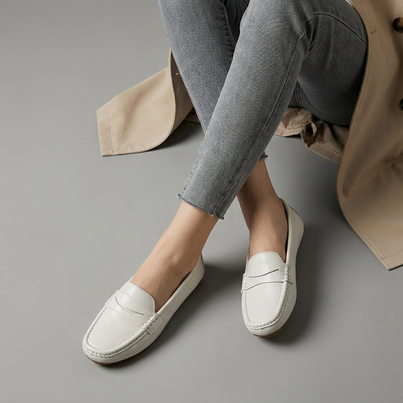 Chaussures plates coréennes femme en cuir véritable, décontractées et élégantes. Idéales pour un look moderne. - Taille 39