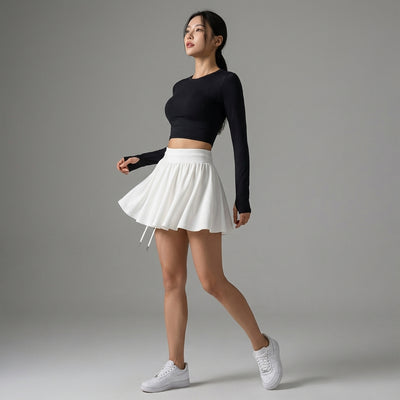 Jupe sport femme coréenne taille haute amincissante noir - Koreanxwear - Taille M