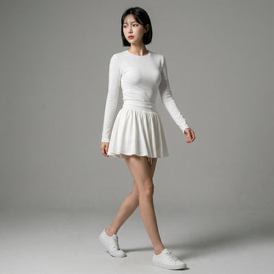 Jupe sport femme coréenne taille haute amincissante noir - Koreanxwear - Taille S