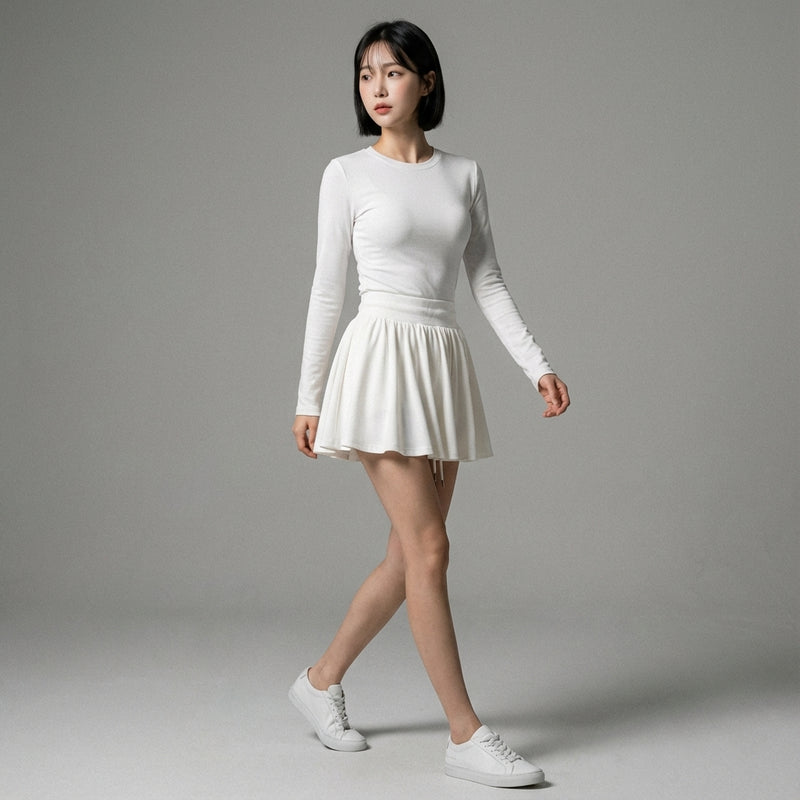 Jupe sport femme coréenne taille haute amincissante noir - Koreanxwear - Taille S