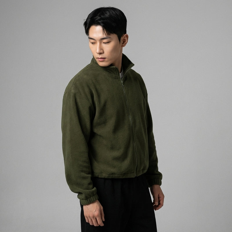 Veste courte zippée femme Coréenne vert kaki. Mode streetwear décontractée Koreanxwear. - Taille M